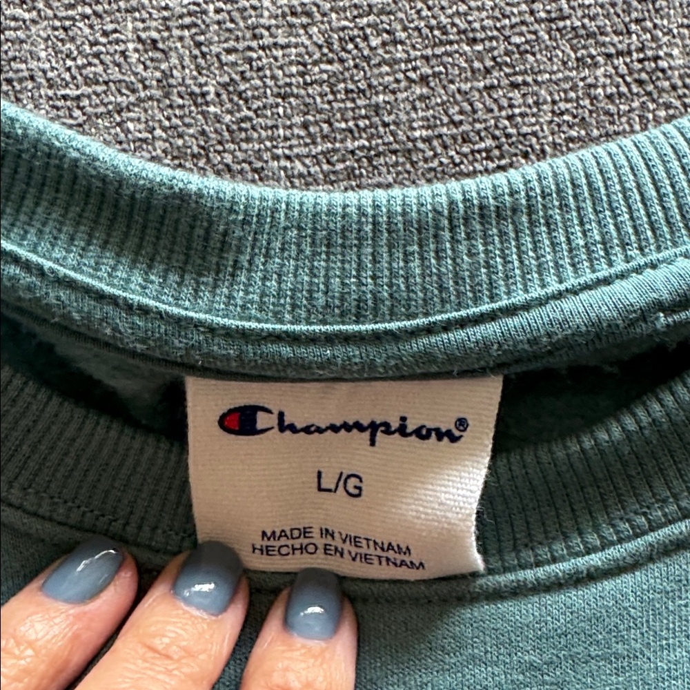 Champion Men's Teal Crewneck Sweater - Picture 2 of 3
